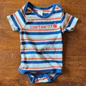 Carhartt Blue and Orange Striped Onesie 24m Boys